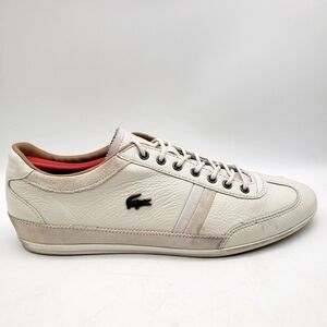 LACOSTE Misano Shoes Men’s Size 10 White Leather Lace Up Casual Driving Sneakers